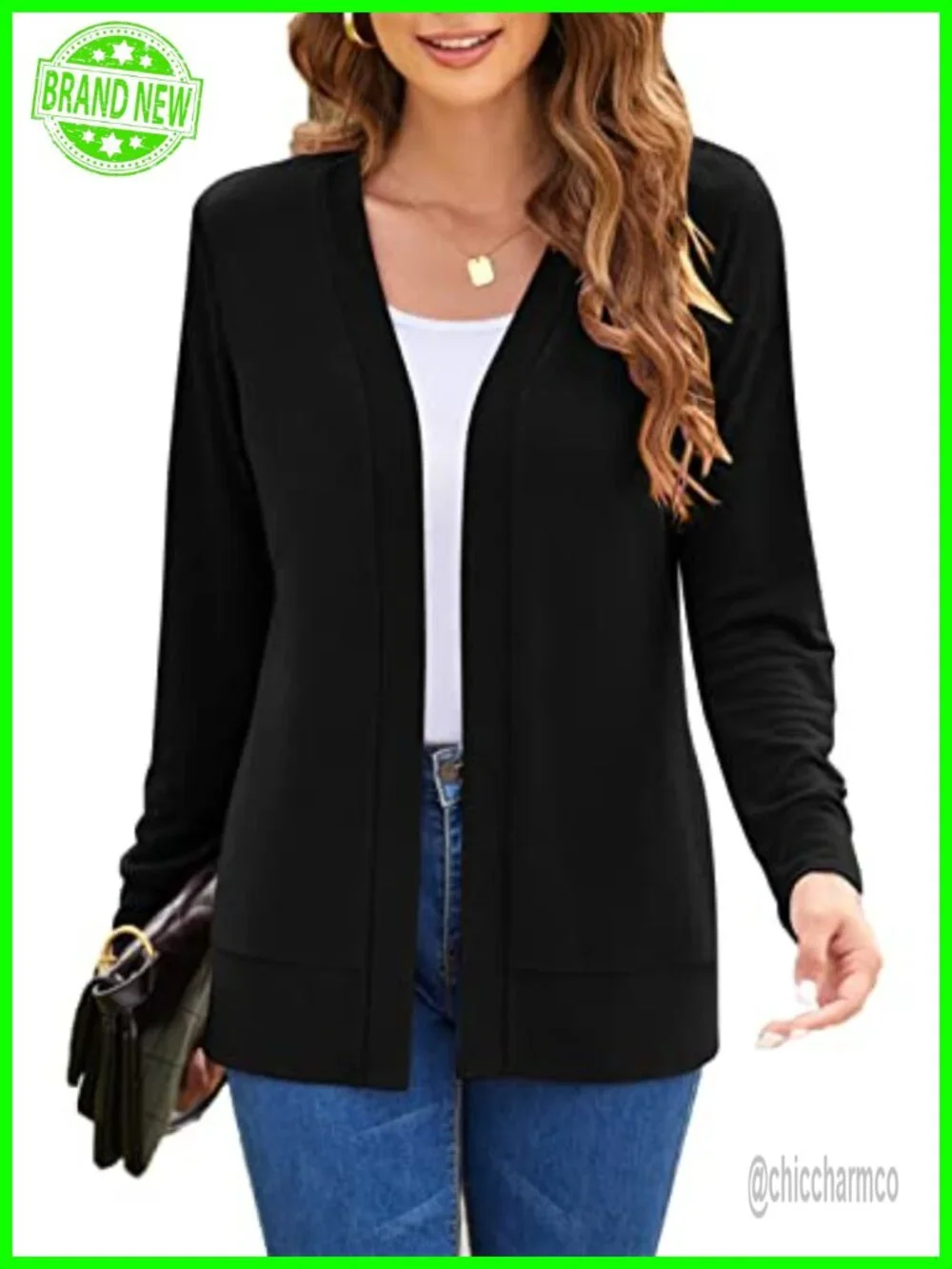 Women's Long Sleeve Open Front Cardigan Lightweight Knit Drape Sweater